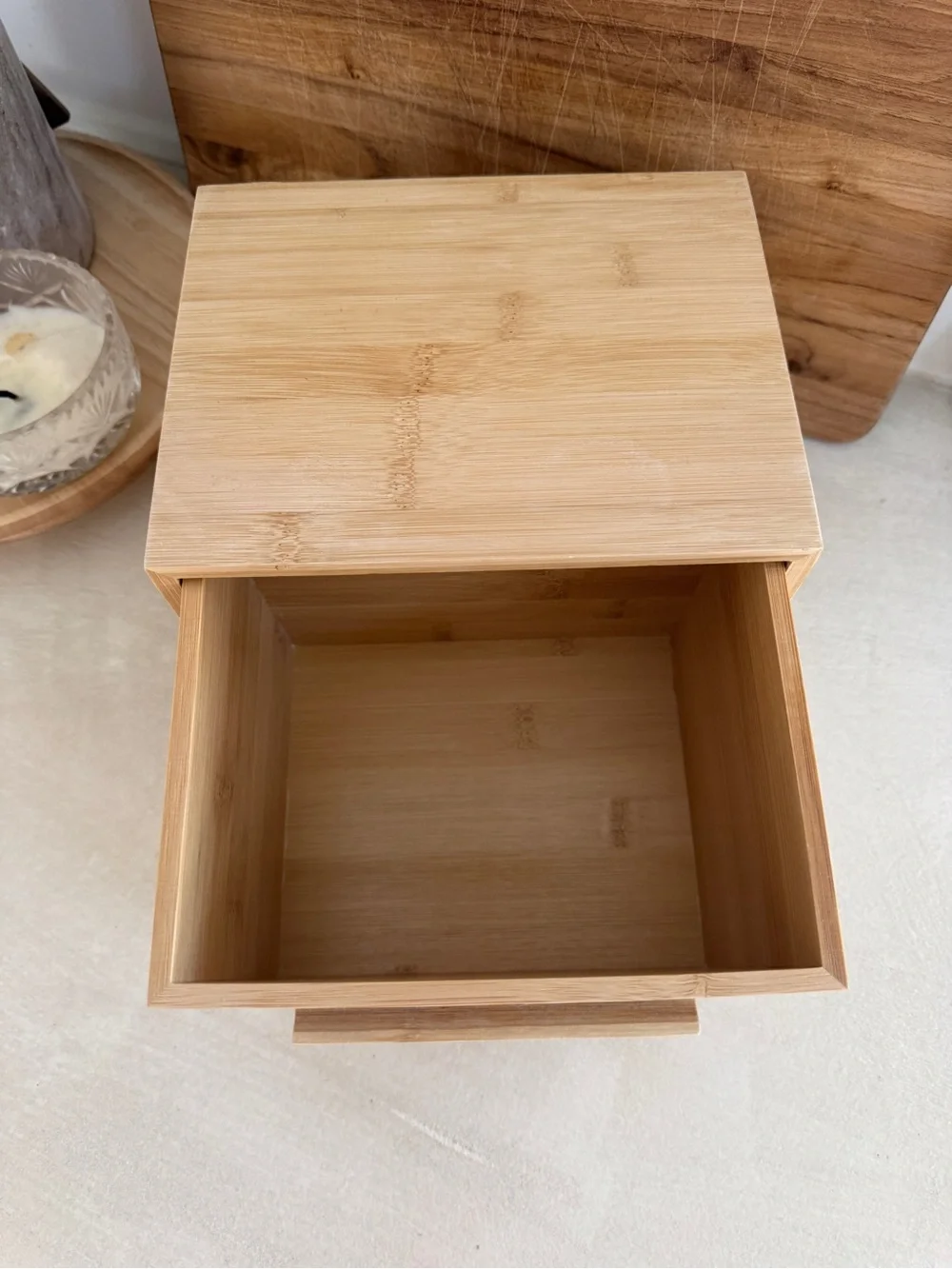 Clean Skin Club Bamboo Storage Box with Natural Wood Finish